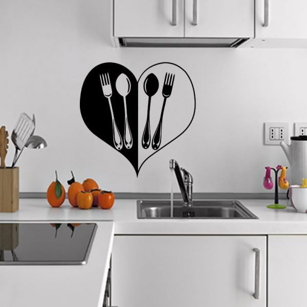 Kitchen wall decal spoons and heart forks