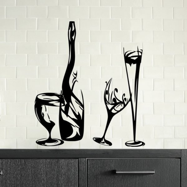 Wall decal Design glasses, champagne bottle