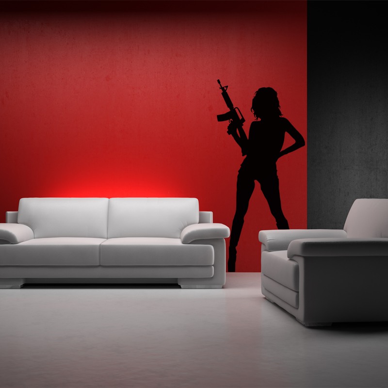 Wall Decal Woman With Gun Madasouq Com