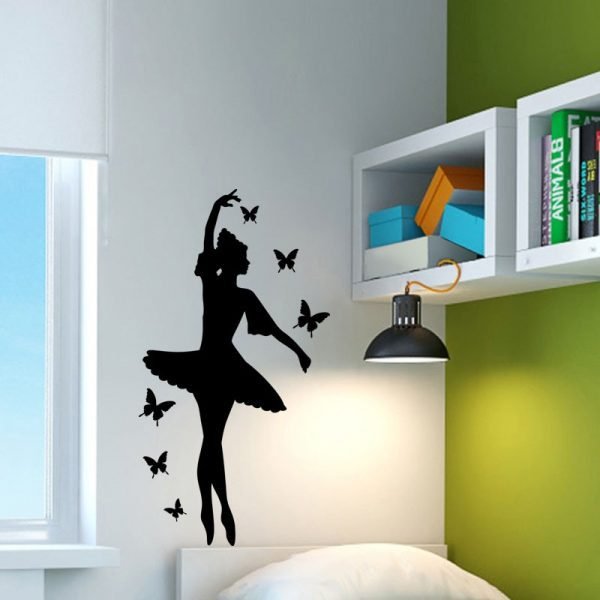 Wall decal Silhouette ballerinaand butterfly