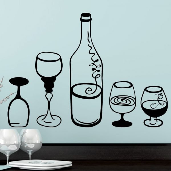 Wall decal bottle and glasses