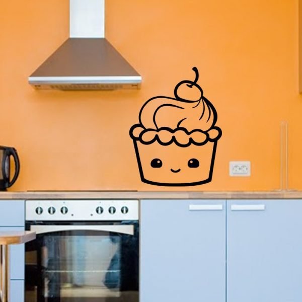 Wall decal kitchen cupcake head