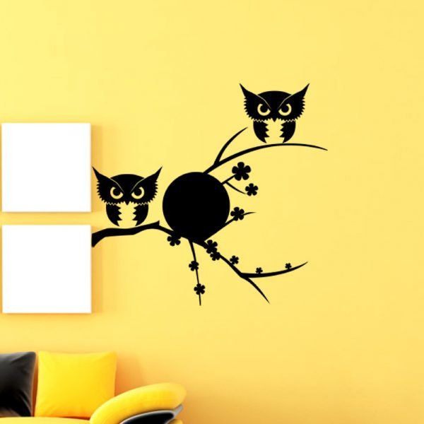 Wall decal Silhouette owls on a branch