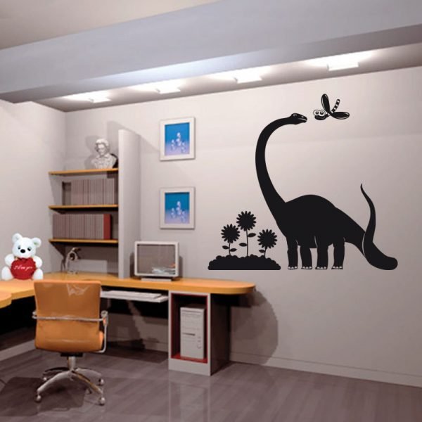 Wall decal Silhouette Dinosaur and bee