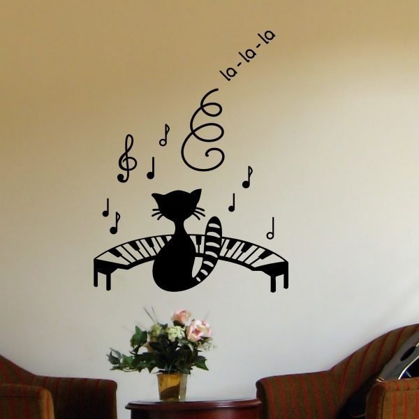 Wall decal Cat and piano