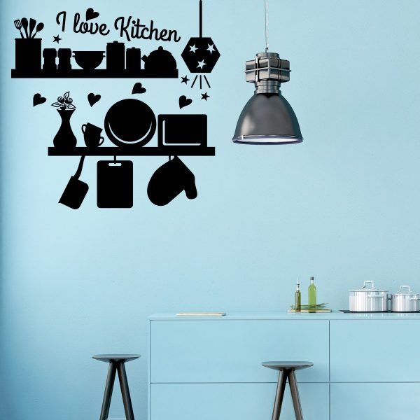 Kitchen wall decal quote I love kitchen
