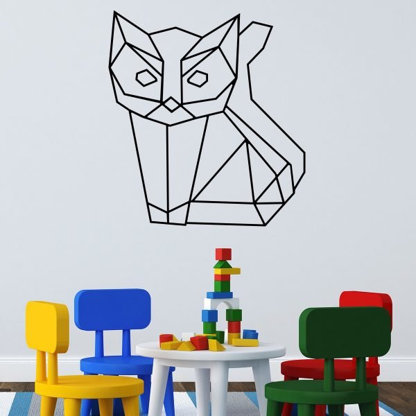 Wall decal origami cat with big eyes