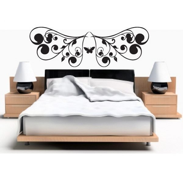 Headboard with butterfly sticker