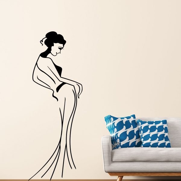 Wall sticker silhouette beautiful woman with dress