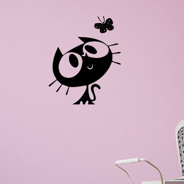 Wall decal Cat and butterfly