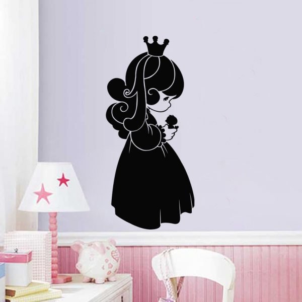 Wall decal Pretty little girl with crown