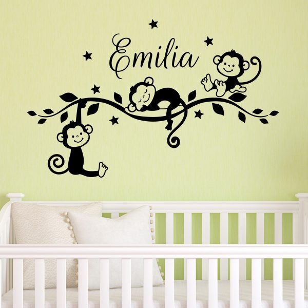 Personalized sticker with monkeys Wall decal