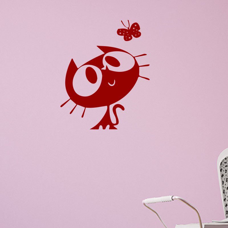 Wall decal Cat and butterfly