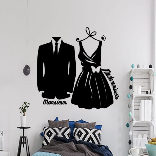 Wall decal fashion elegant outfits Monsieur, Mademoiselle