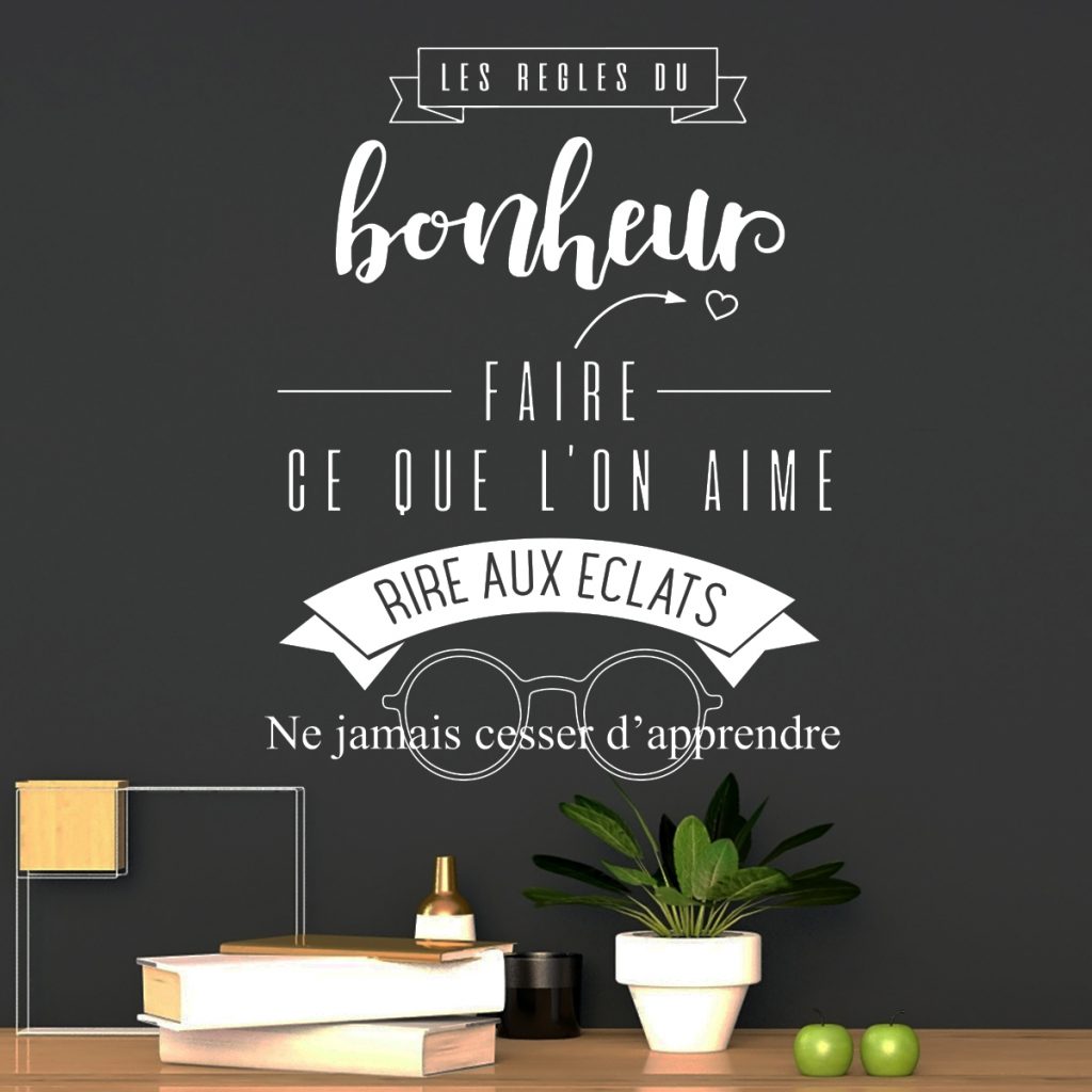 Quote wall decal les regles du bonheur | MADASOUQ.com