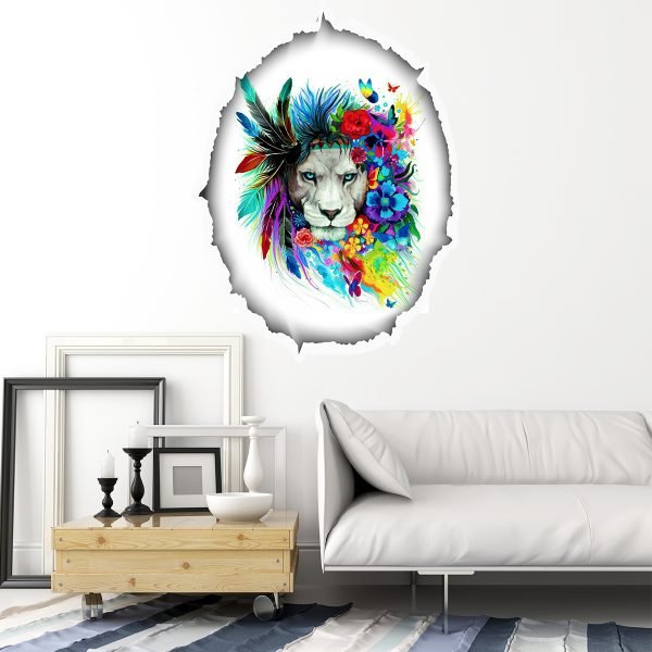 3D Lion King Of The Jungle Landscape Wall Decal