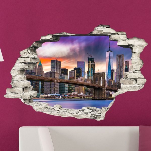 3D Design For Magical New York City With Cosmic Rays Wall Sticker
