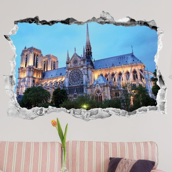 3D Wall decal Landscape Notre dame de Paris enlightened