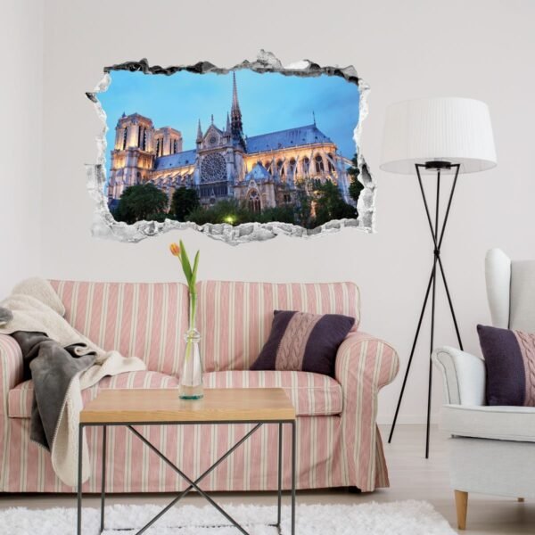 3D Wall decal Landscape Notre dame de Paris enlightened