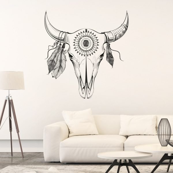 Wall decal boho buffalo head sticker
