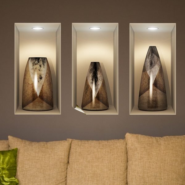 Wall decal 3D Vintage wooden vases